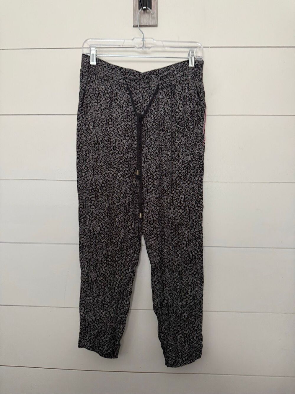 Ettiwa by Anthropologie Women’s Small Black White Patterned Jogger Pants Pull On